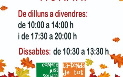 Bon curs nou!!! Tornem a l’horari habitual!!!